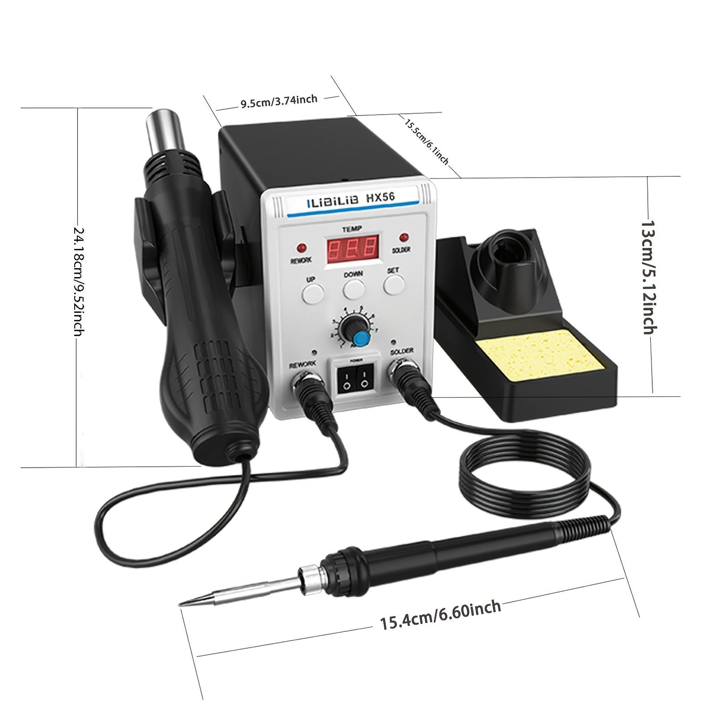 ILIBILIB 700W Hot Air Soldering Station 2-in-1 Rework Set with Adjustable Temperature and LED Display
