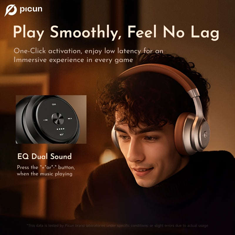 PICUN P28X Wireless Headphones - 35-Hour Battery, Low Latency, Type-C Charging