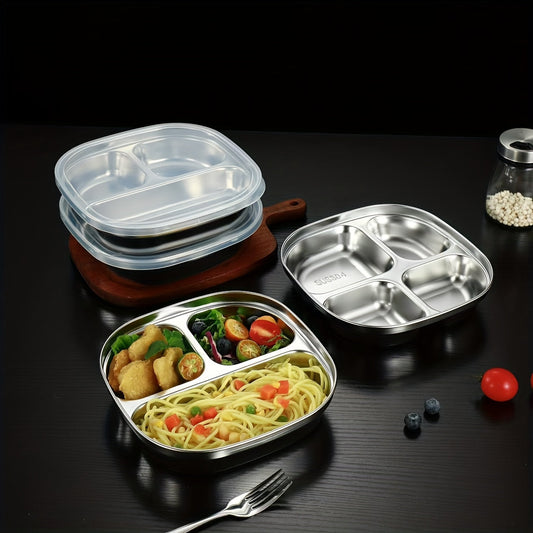 Stainless Steel Plate with PP Lid - Ideal for Kitchens, Restaurants & Parties