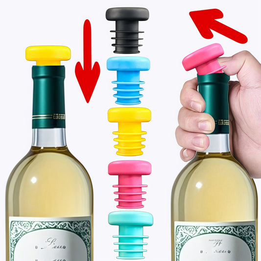 Colorful 5pcs Rubber Beverage Sealing Stoppers - 5-in-1 Whiskey, Oil Sealer in Vibrant Colors