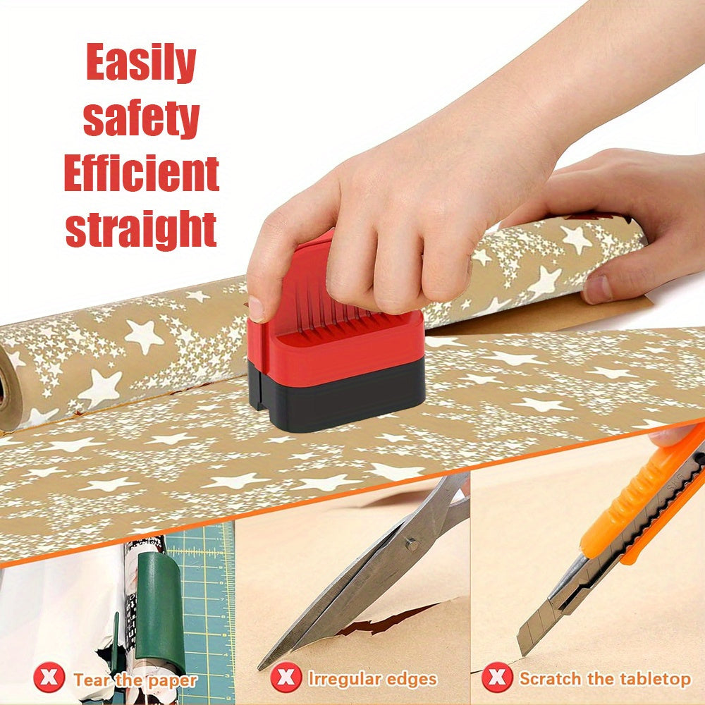 Easycut Manual Wrapping Paper Cutter - Portable Straight-Line Trimmer with Wheels