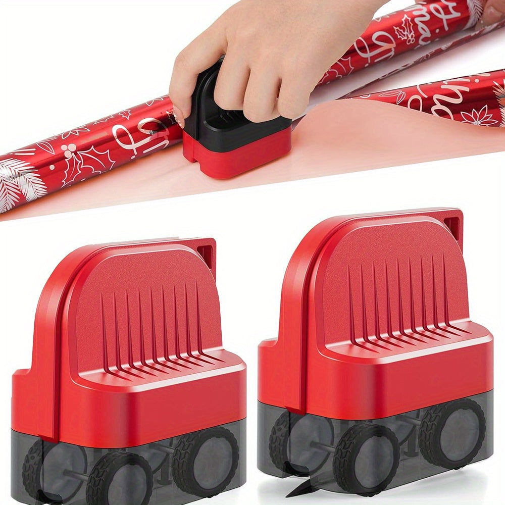 Easycut Manual Wrapping Paper Cutter - Portable Straight-Line Trimmer with Wheels