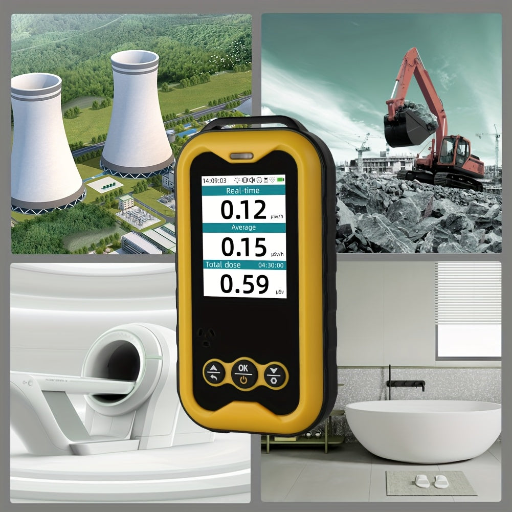 Portable Geiger Counter Nuclear Radiation Detector – LCD Backlight, Sound & Vibration Alarms, Battery/USB Powered, Environmental Safety