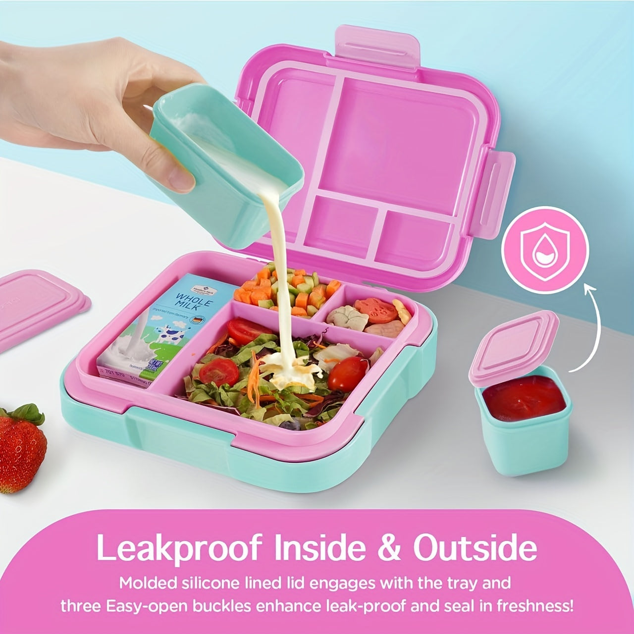 Caperci Bento Box - Large 4.8 Cups, Leak-Proof Lunch Box with Modular Containers