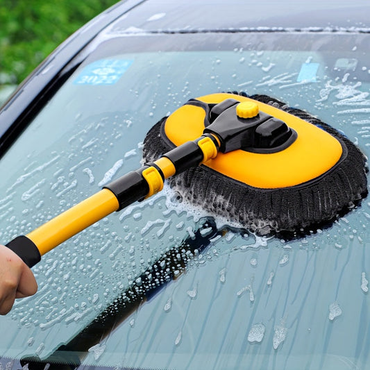 Telescoping Car Cleaning Brush with Microfiber Chenille - Adjustable Long Handle
