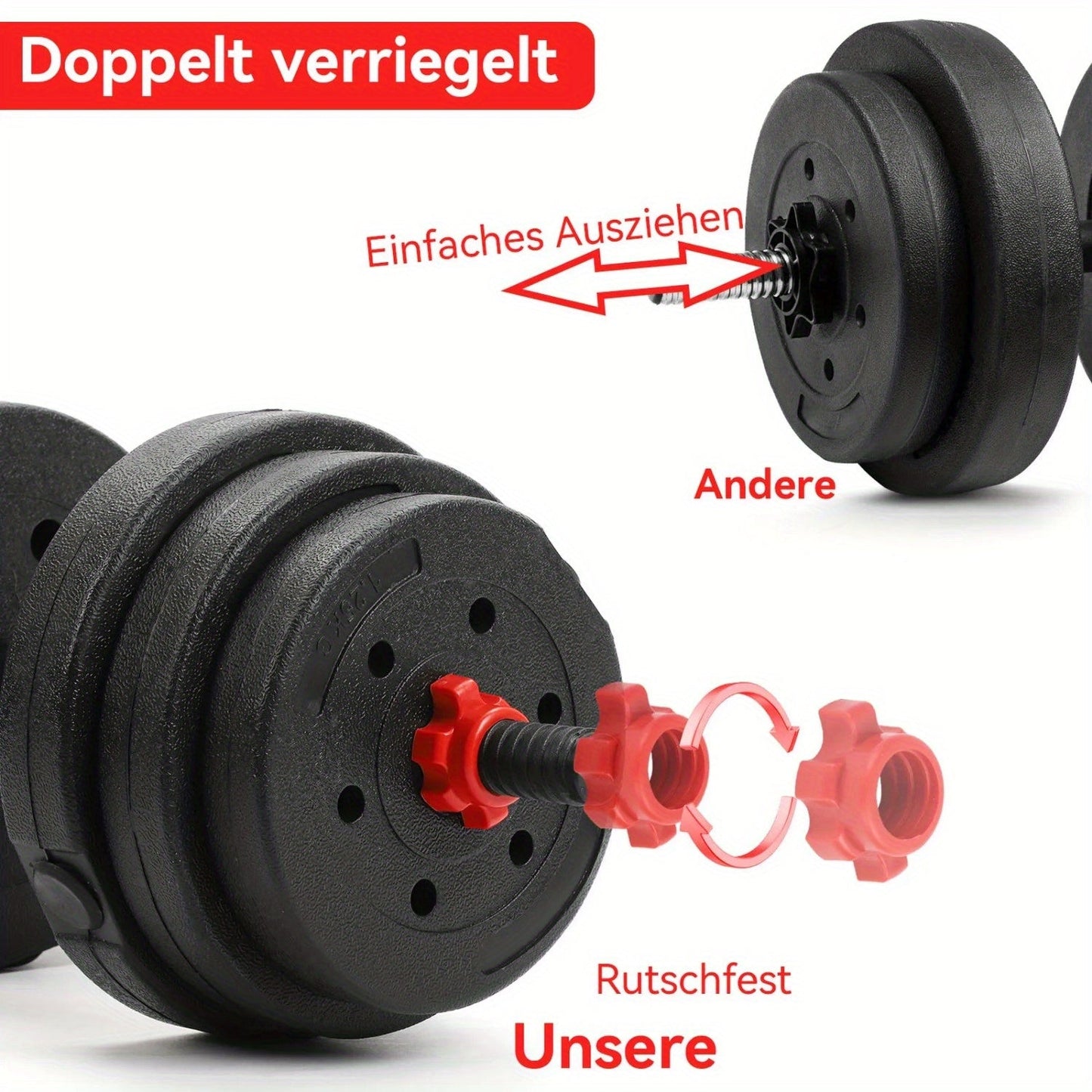 30kg Dumbbell and Barbell Set for Strength Training - Adjustable Weights, PVC Material, Ideal for Home Gym, Fitness and Weightlifting