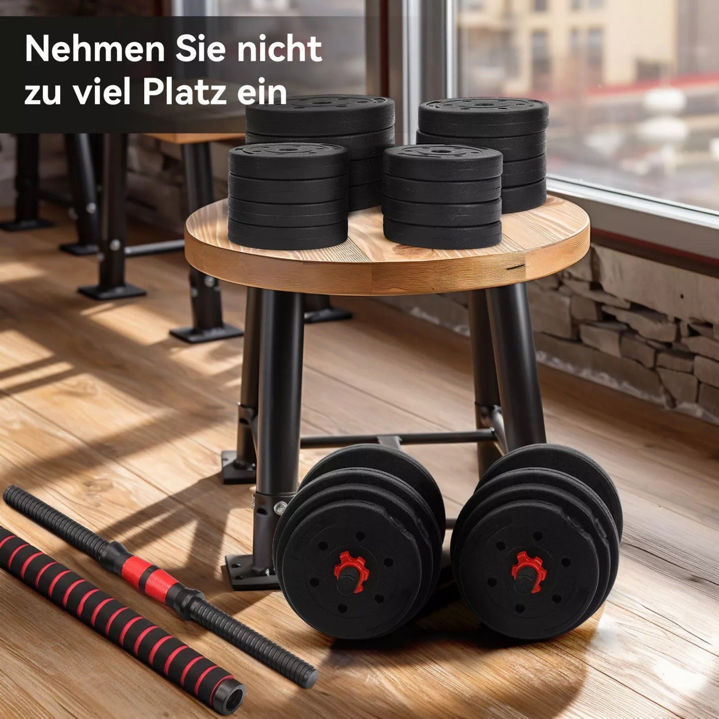 30kg Dumbbell and Barbell Set for Strength Training - Adjustable Weights, PVC Material, Ideal for Home Gym, Fitness and Weightlifting