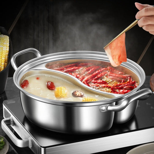 12.2-inch Dual Flavor Stainless Steel Hot Pot - Mandarin Duck Design for Induction Cookers