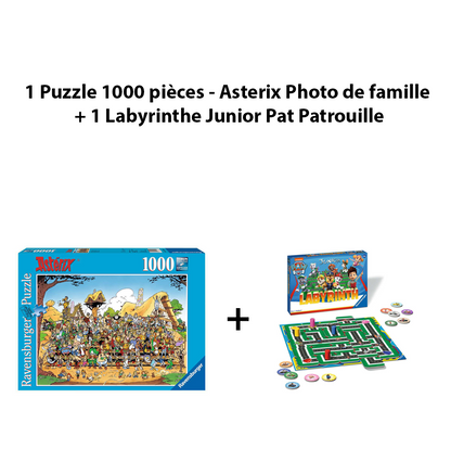 1 Puzzle 1000 pièces - Asterix Photo de famille + 1 Labyrinthe Junior Pat Patrouille - Livraison offerte