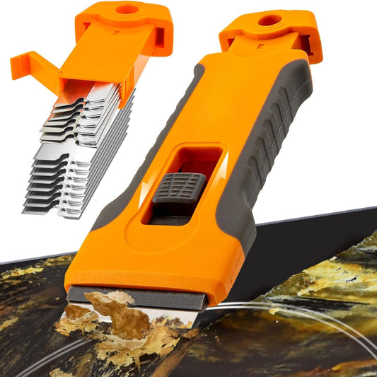 10-Blade Adhesive Removal Scraper Tool with Tail - Versatile Glass & Surface Cleaner