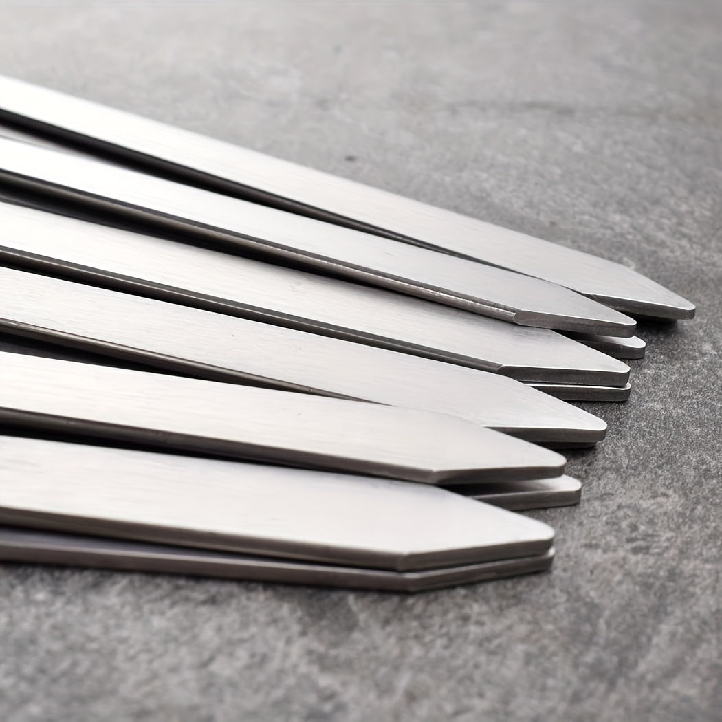Heavy Duty Stainless Steel BBQ Skewers with Wooden Handles | Durable Outdoor Grill Utensils