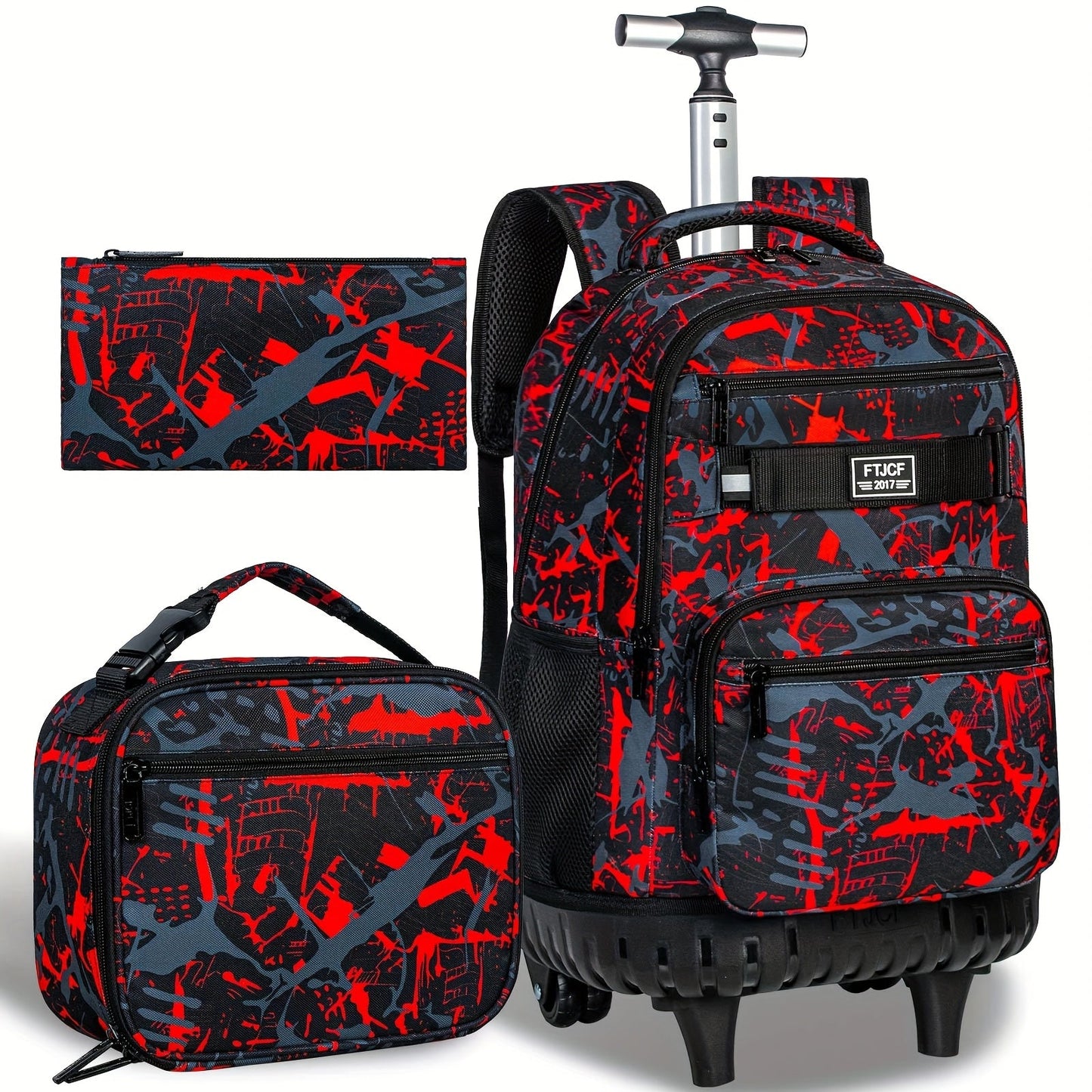 3pcs Rolling Backpack for Boys and Men with Wheels, 48.26 cm, Blue - CCJPX
