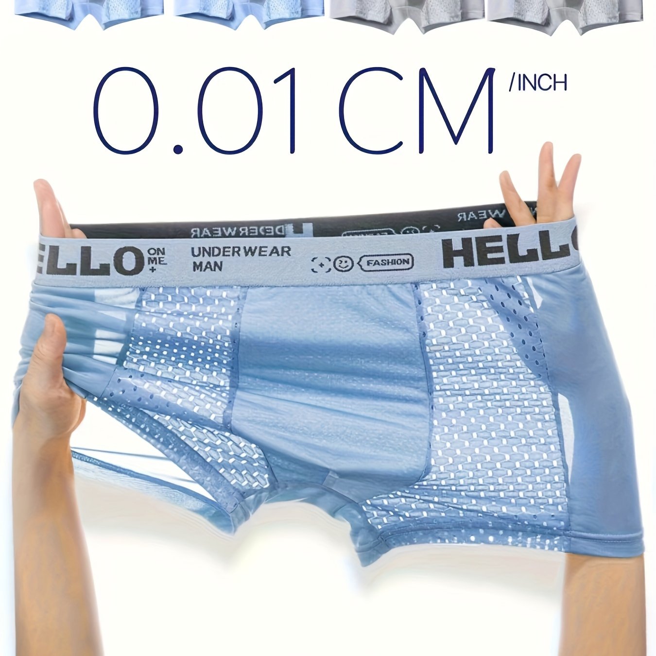 Men's Creative Ice Slippy Fiber Boxer Briefs 4-Pack - Breathable Mesh Fashion