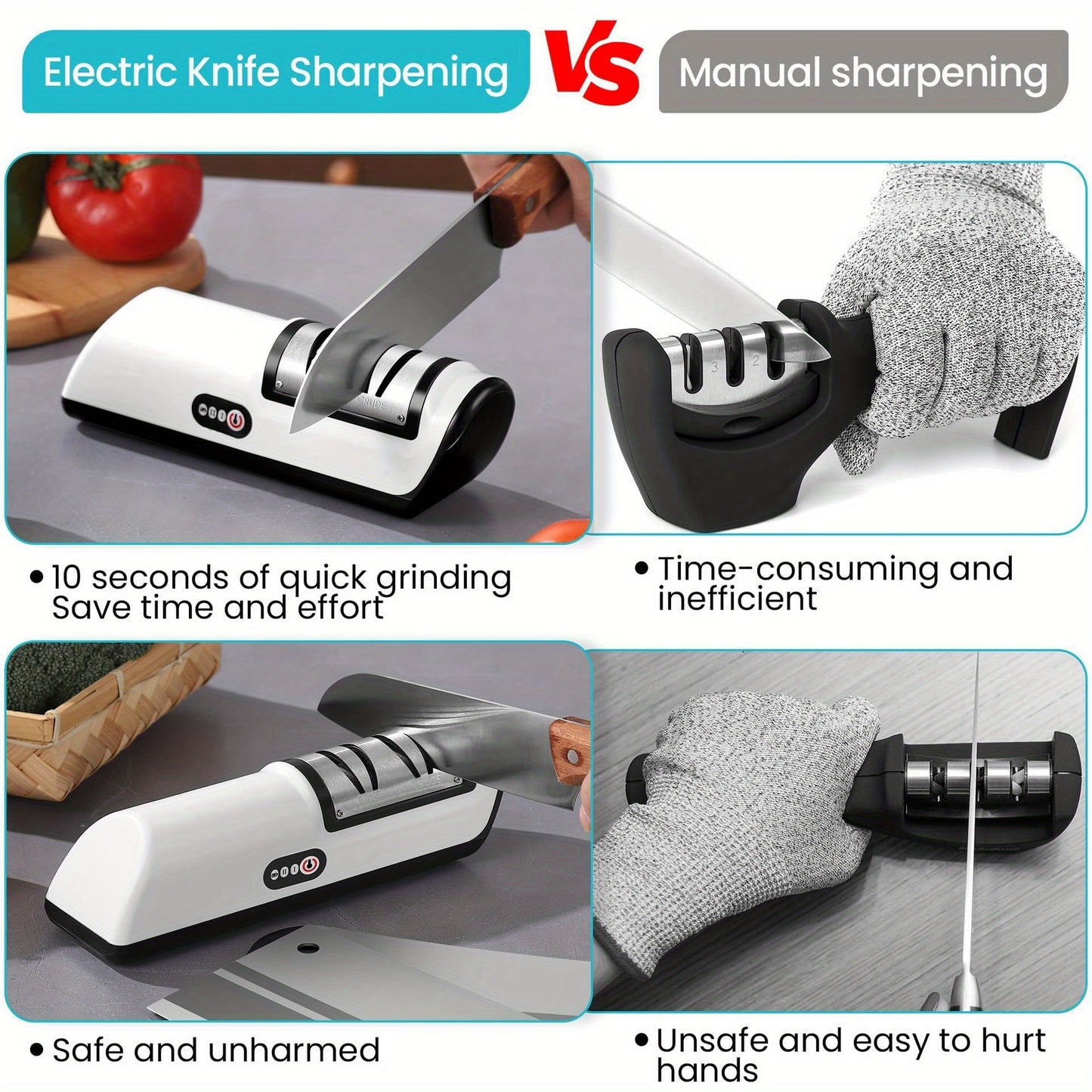 Professional 2-Stage Electric Knife Sharpener - Quick Sharpening & Polishing