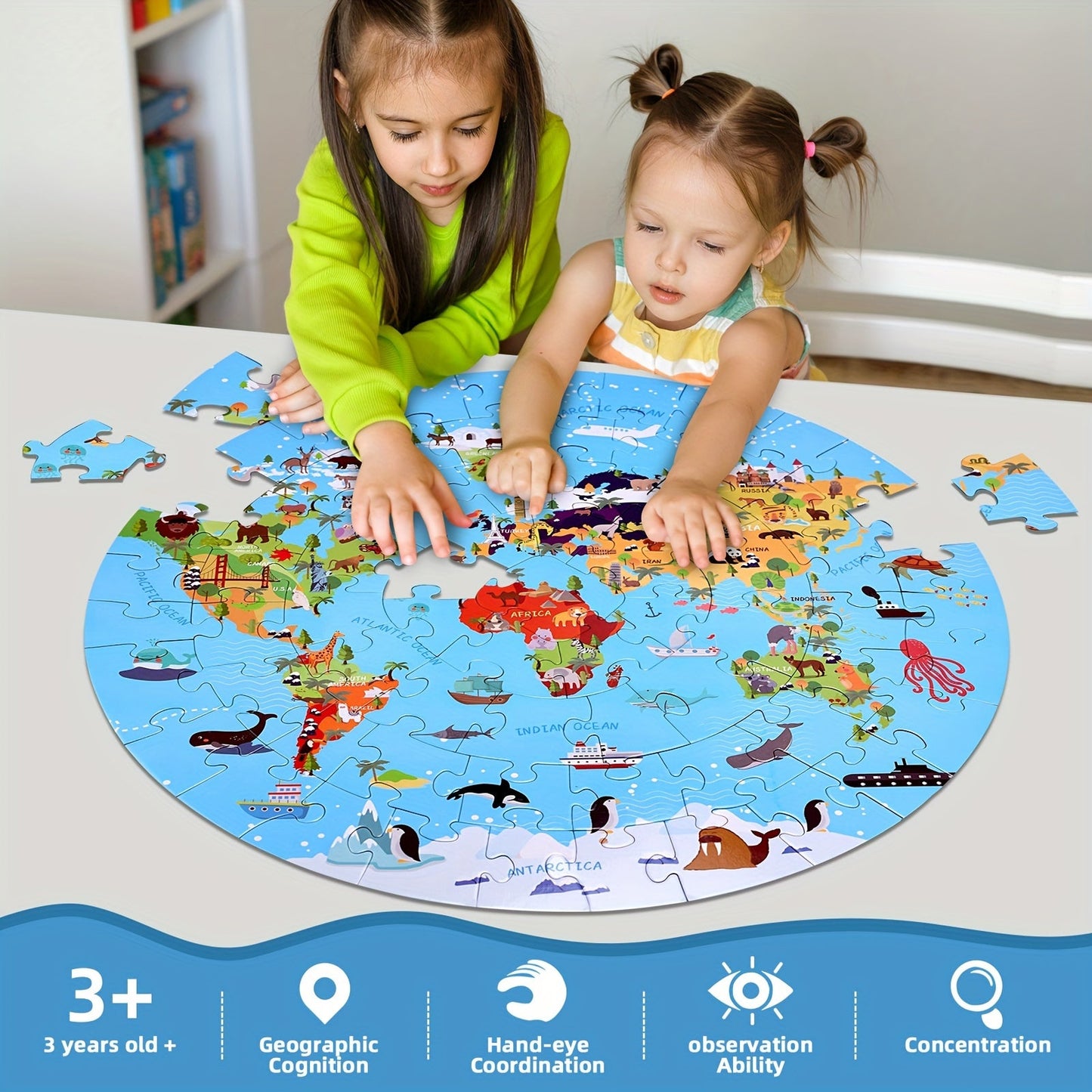 70pcs Animal Floor Puzzle – Educational Circular Design with Vibrant Patterns – Durable and Ideal for Early Learning & Family Interaction