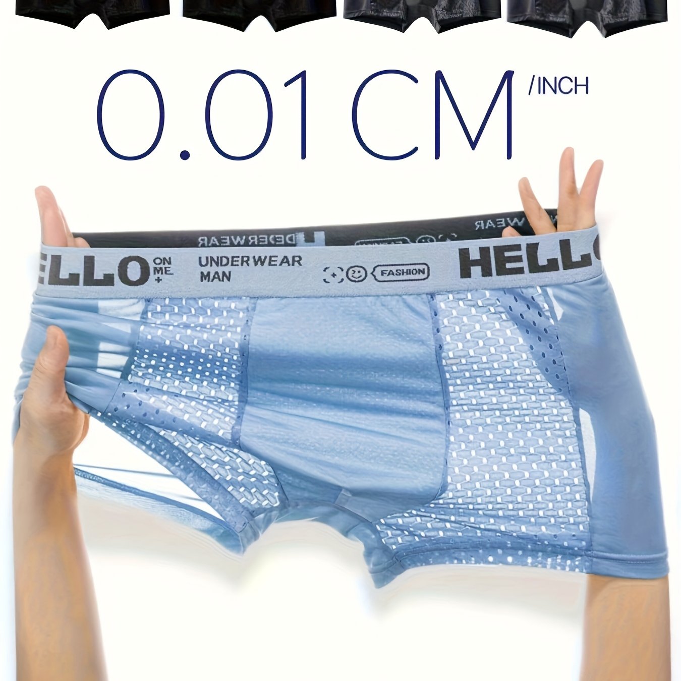 Men's Creative Ice Slippy Fiber Boxer Briefs 4-Pack - Breathable Mesh Fashion