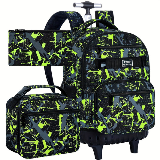 3pcs Rolling Backpack for Boys and Men with Wheels, 48.26 cm, Blue - CCJPX