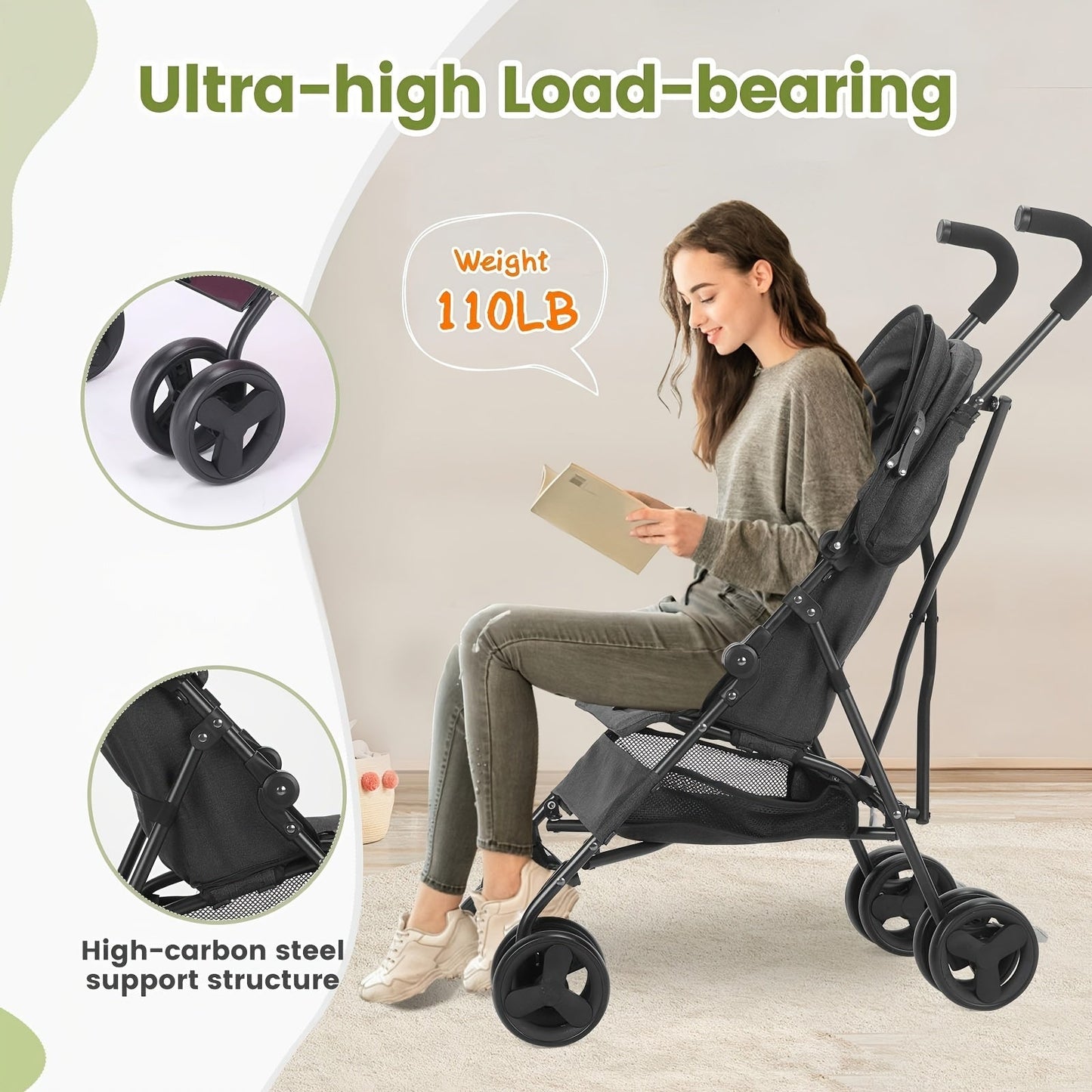 Wedyvko Foldable Baby Travel Stroller with Sun Canopy & Storage Basket - Lightweight & Portable for Infants