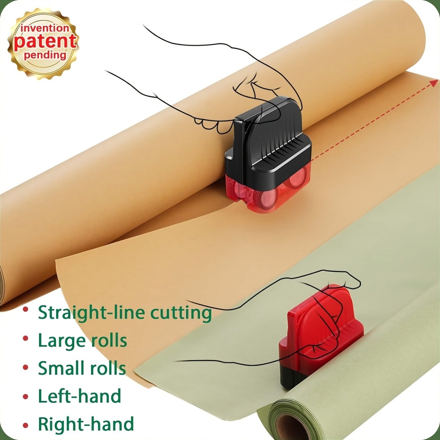 Easycut Manual Wrapping Paper Cutter - Portable Straight-Line Trimmer with Wheels