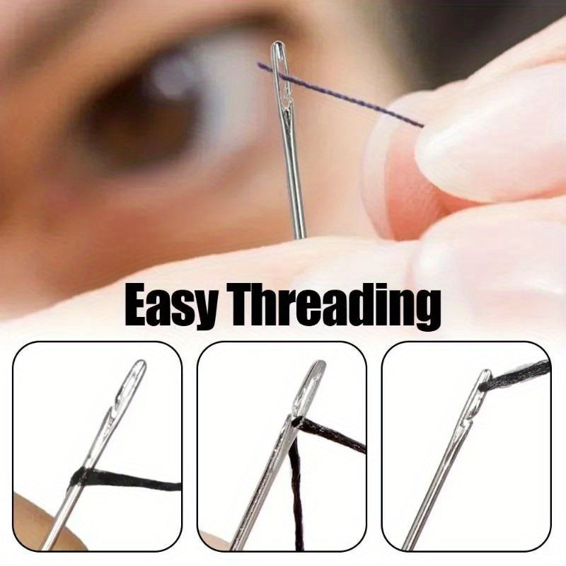Heavy-Duty Sewing Needles - Easy Threading for Seniors & Arthritic Hands