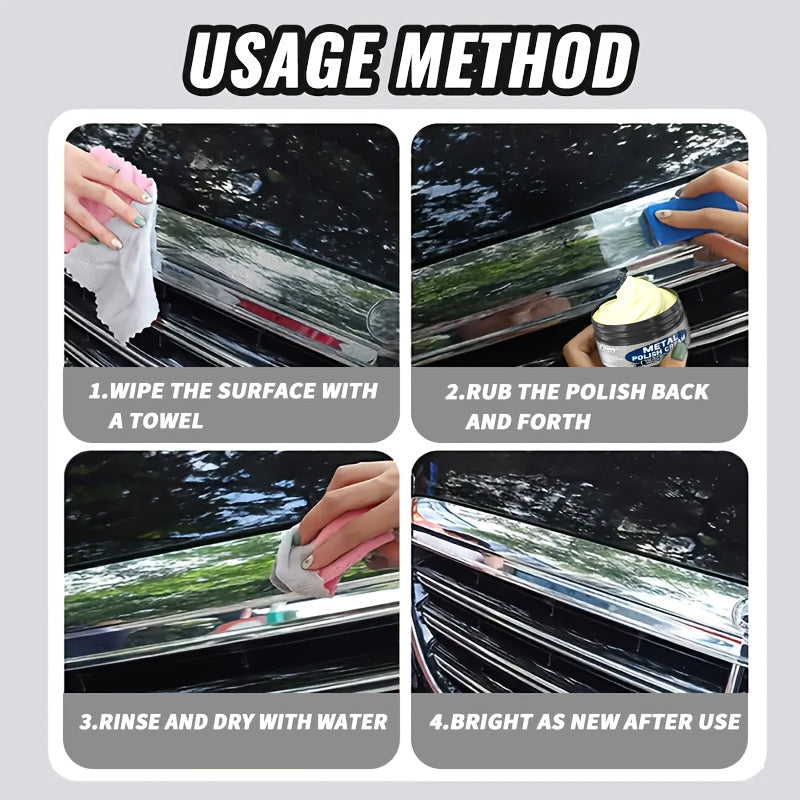 KJM Multi-Purpose Metal Polish & Repair Cream - Scratch Remover & Oxidation Protector for Chrome, Stainless Steel, Aluminum - Auto Detailing