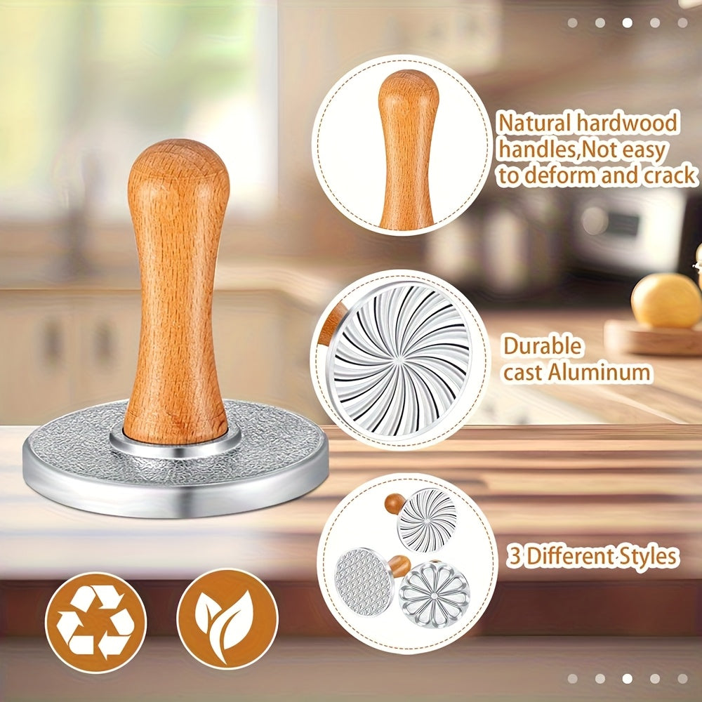 Zinc Alloy Cookie Stamp Mold with Floral Swirl Pattern - Perfect for Holiday Baking