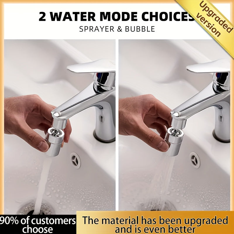 360° Rotating Splash-Free Faucet - Chrome Finish, Dual Flow Modes, Extended Sprayer, Foam Option for Kitchen & Bathroom Sinks