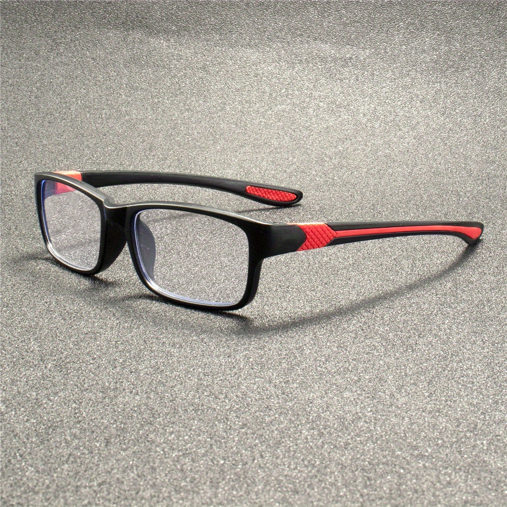 9pcs ZXRCYYL Men's Fashion Reading Glasses - Rectangular Full-Rim Frames, Red/Blue Gradient Lenses, +1.50 Strength, Lightweight & Versatile Eyewear