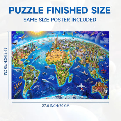 1000pcs World Landmarks Jigsaw Puzzle - Large Educational Puzzle for Adults & Teens