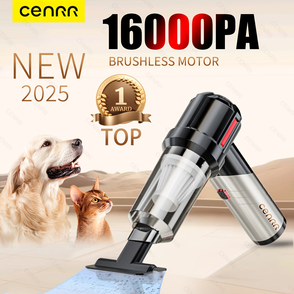 CENRR 16000PA Foldable Car Vacuum Cleaner | 100W Brushless Motor | 9 Attachments | Ultra Quiet 75dB | Wireless Handheld Auto/Home Cleaning
