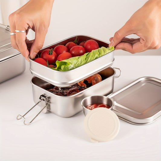 Upgraded SUS304 Stainless Steel Insulated Lunch Box with Snack Container - Leak-Proof & Dishwasher Safe
