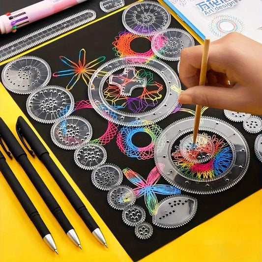 44pcs Creative Spirograph Ruler Kit - DIY Geometric Patterns Drawing Tool for Art Enthusiasts