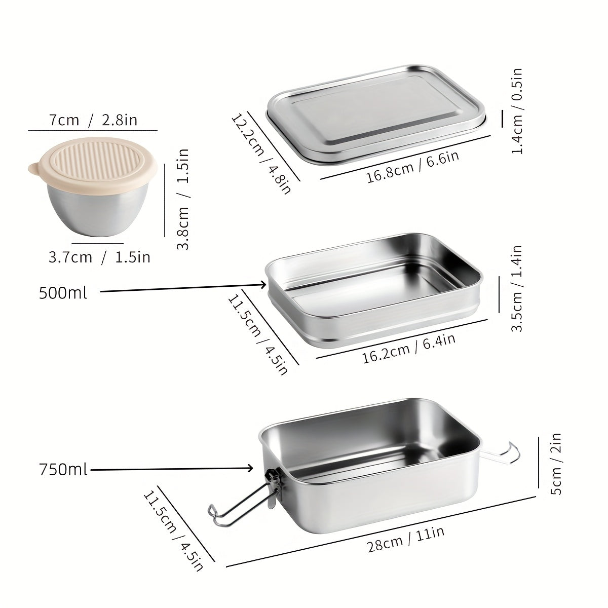 Upgraded SUS304 Stainless Steel Insulated Lunch Box with Snack Container - Leak-Proof & Dishwasher Safe