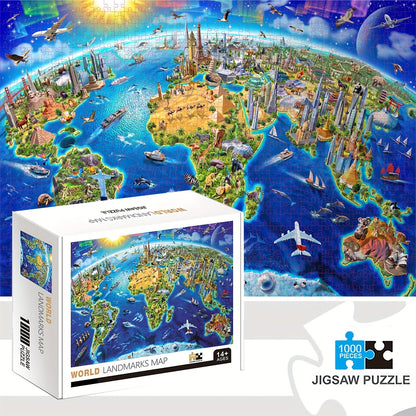 1000pcs World Landmarks Jigsaw Puzzle - Large Educational Puzzle for Adults & Teens