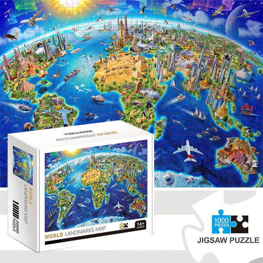 1000pcs World Landmarks Jigsaw Puzzle - Large Educational Puzzle for Adults & Teens