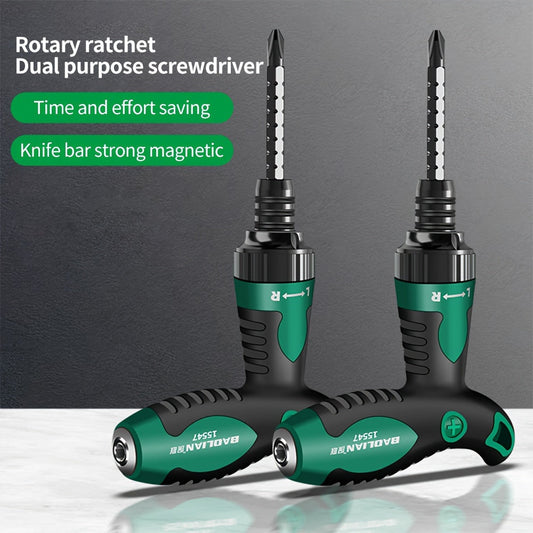 Versatile T-Handle Ratchet Screwdriver with Strong Magnetic Head for Home Repairs & DIY