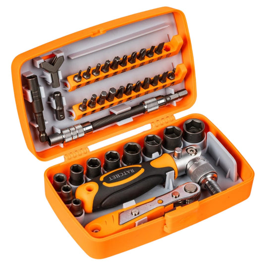 38-In-1 Ratchet Screwdriver Kit with Socket Set & Magnetic Bits | Ideal for Computers, Bicycles, Cars & More