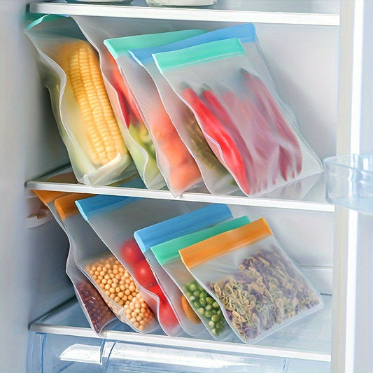 10pcs Reusable Silicone Food Storage Bags - Leakproof Zippered Containers for Freshness
