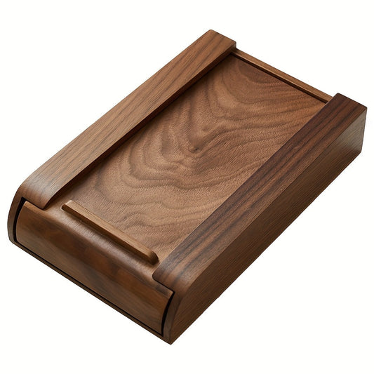 Walnut Bamboo Wood Under Desk Drawer Organizer - Self-Adhesive Slide-Out Pencil Holder