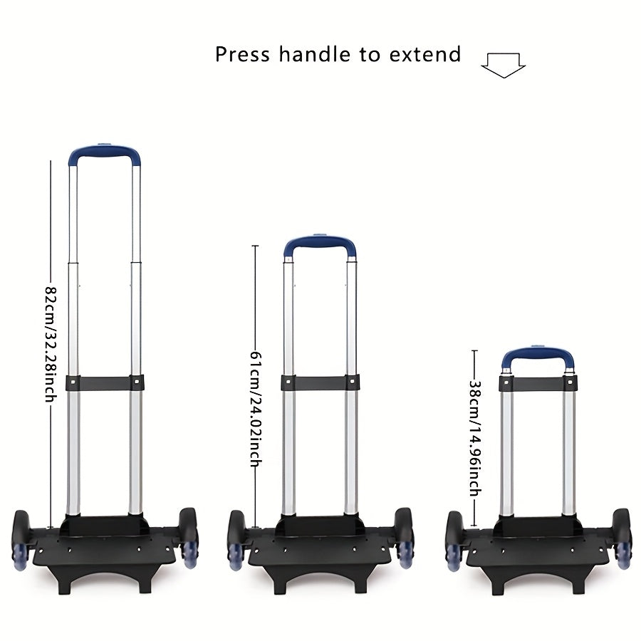 6-Wheel Retractable Trolley Backpack - Foldable & Portable with Rubber Wheels