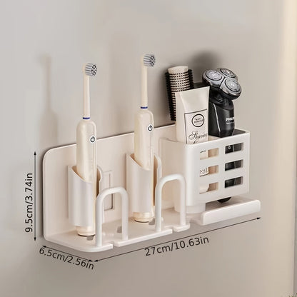 Wall Mountable Aluminum Electric Toothbrush & Razor Holder for Bathrooms - No Electricity Needed