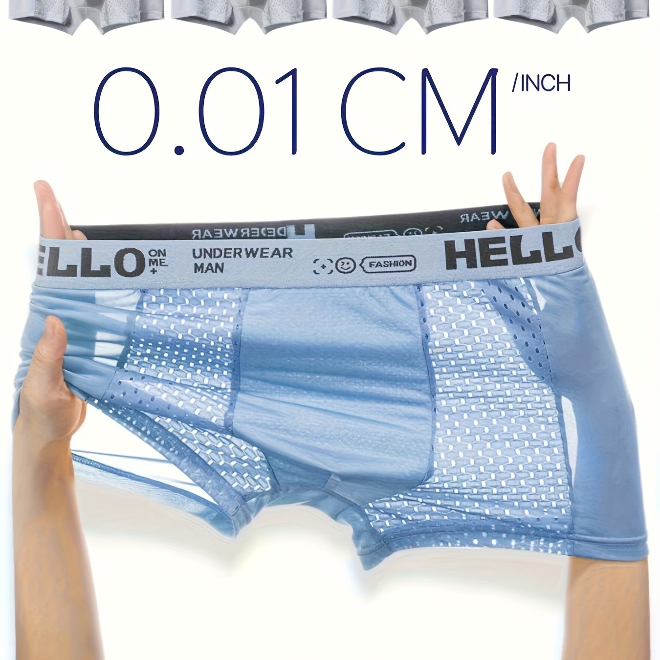 Men's Creative Ice Slippy Fiber Boxer Briefs 4-Pack - Breathable Mesh Fashion