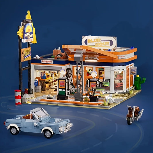 1608pcs Fuel Station Building Block Set - Perfect Gift for Friends & Home Decor