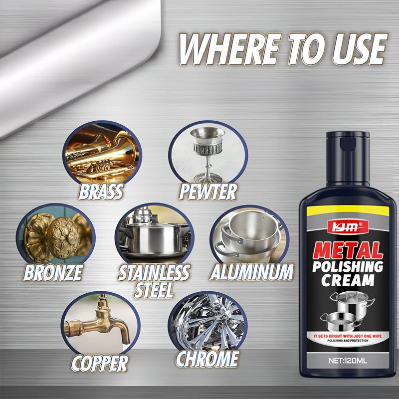 KJM Metal Polishing Cream - No Residue Formula for a Brilliant Shine on All Metals | 120ml