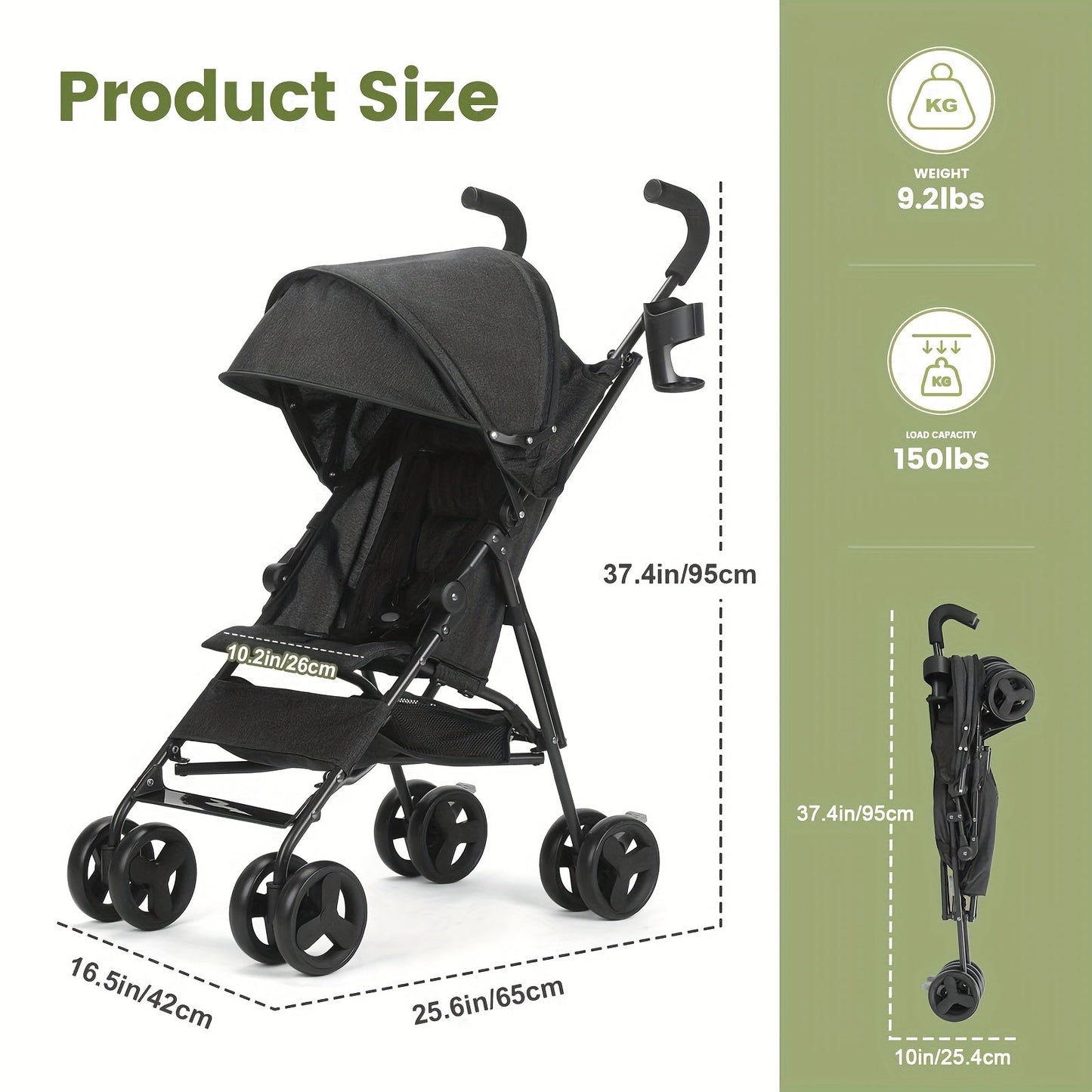 Wedyvko Foldable Baby Travel Stroller with Sun Canopy & Storage Basket - Lightweight & Portable for Infants