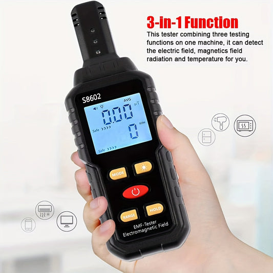 3-in-1 EMF Meter & Radiation Detector - Portable Electromagnetic Field Tester for Home & Office Safety