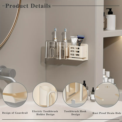 Wall Mountable Aluminum Electric Toothbrush & Razor Holder for Bathrooms - No Electricity Needed