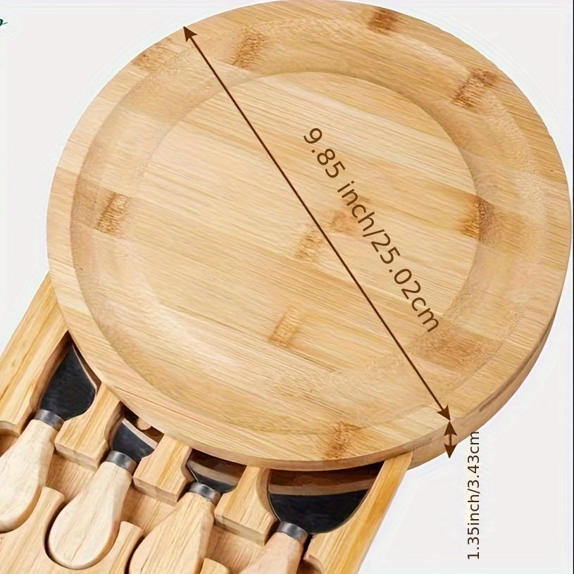 Premium Bamboo Cheese Board Set with Knives - Perfect for Holiday Entertaining and Gift-Giving