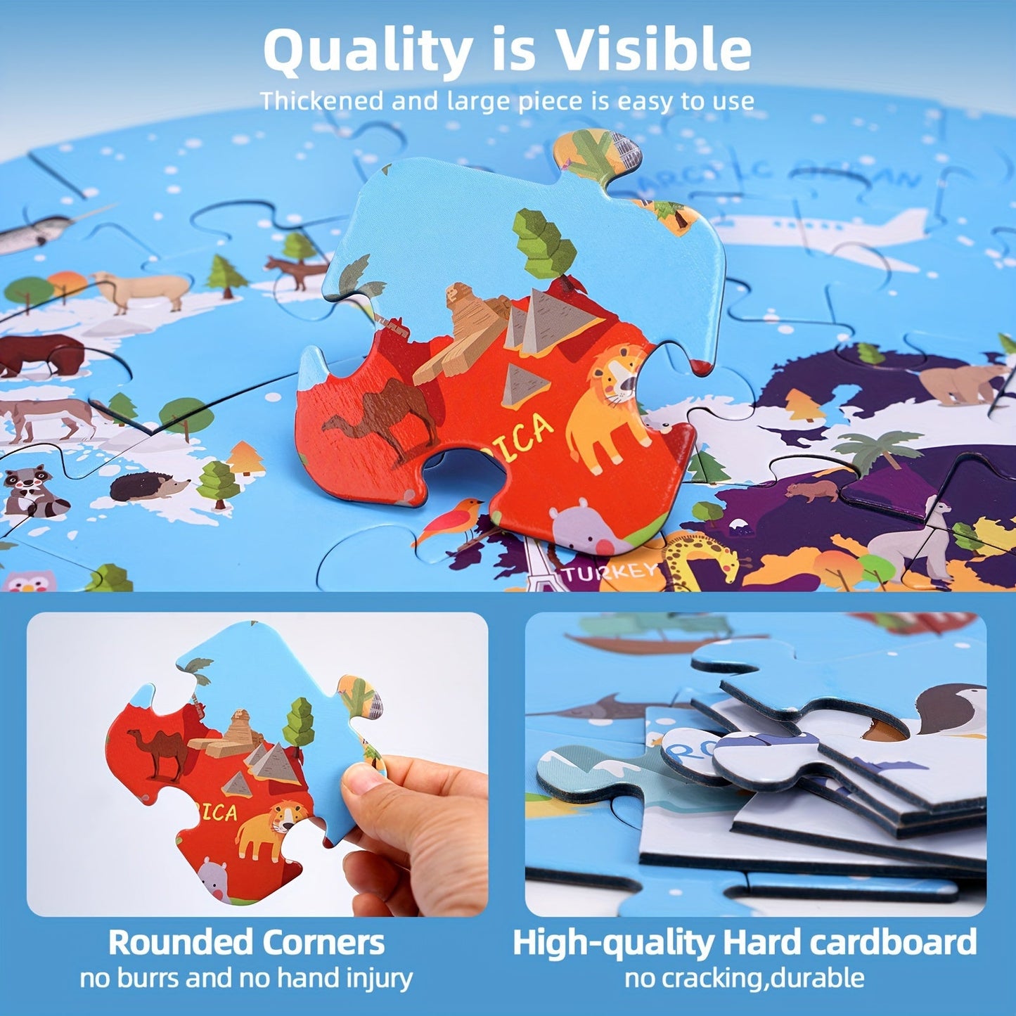 70pcs Animal Floor Puzzle – Educational Circular Design with Vibrant Patterns – Durable and Ideal for Early Learning & Family Interaction