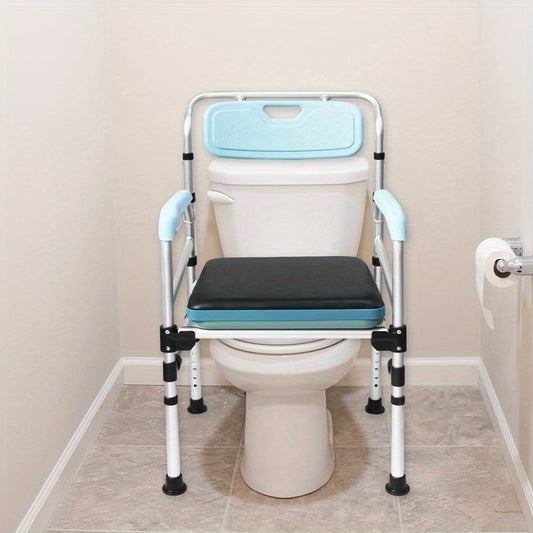 Adjustable Toilet Seat with Armrests - Ideal for Elderly & Disabled